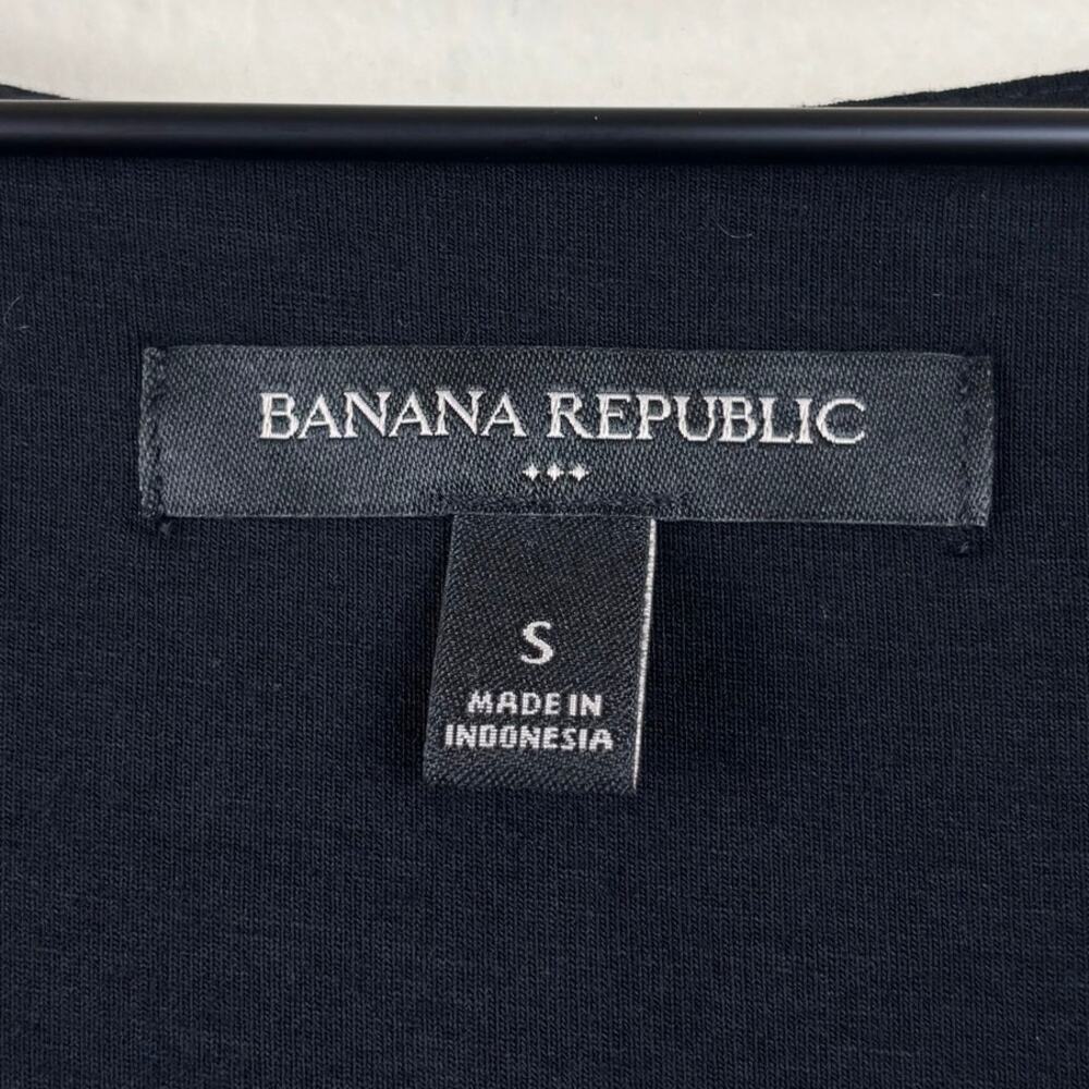 Banana Republic Midi T-Shirt Dress Black Size Small Scoop Neck Stretch - Picture 8 of 12